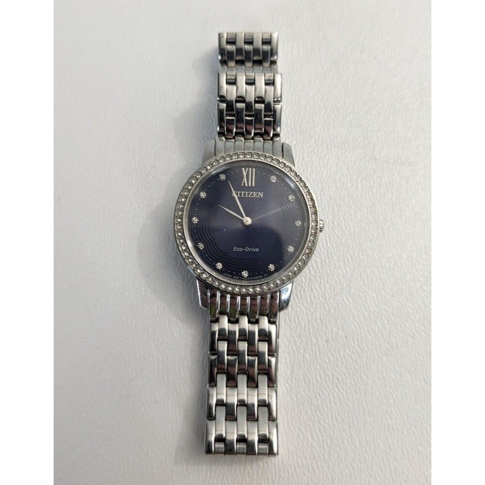 Silhouette Crystal Navy Blue Dial Ladies Watch